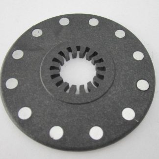 Close-up of a black tricycle brake disc with holes for mounting, suitable for adult tricycles in Australia.