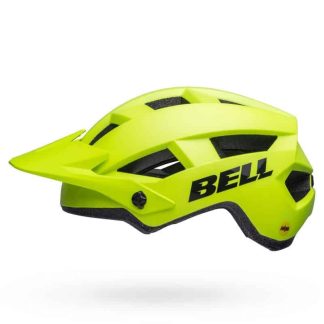 Neon green bicycle helmet with black accents. Bell helmet for safety