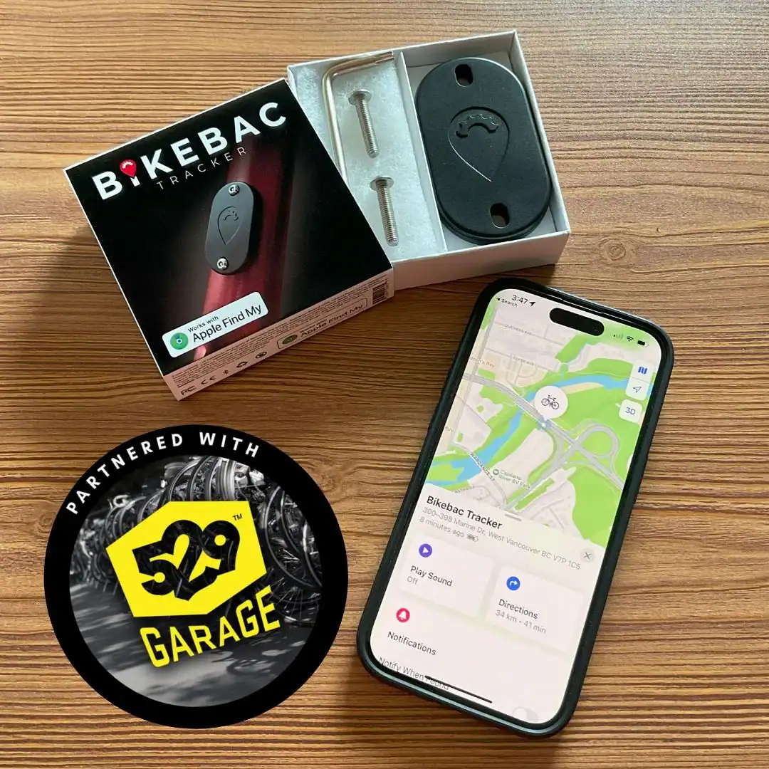 GPS bike tracker device with app for adult tricycles, compatible with Apple Find My.