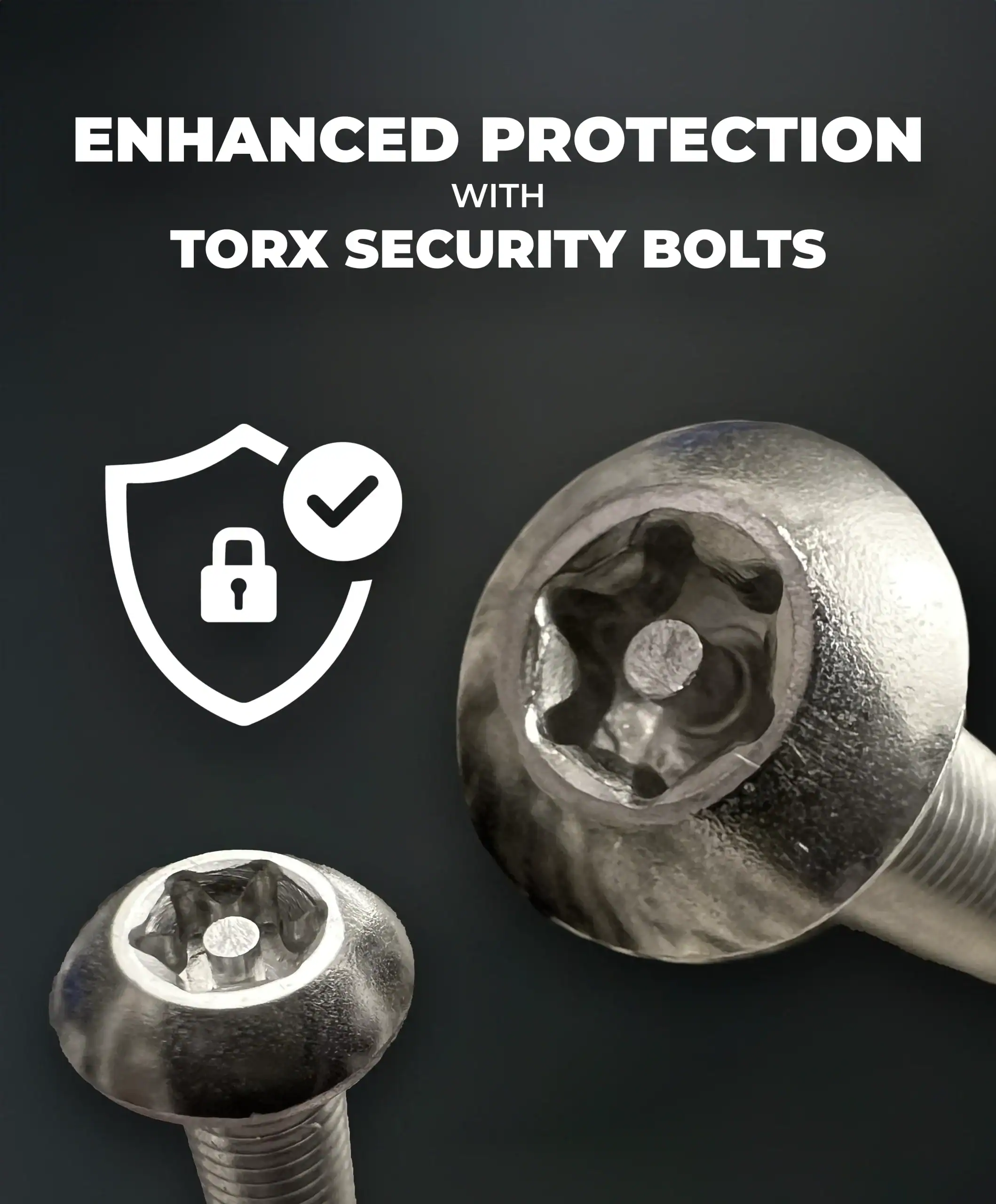 Enhanced protection with Torx security bolts for improved safety and security.