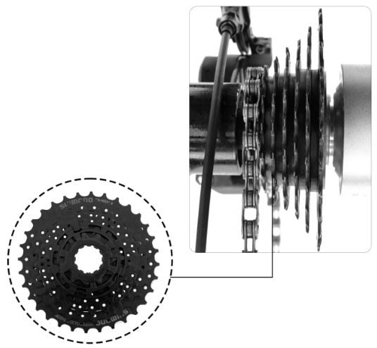 Tricycle gear and chain. Essential components for smooth adult tricycle operation.